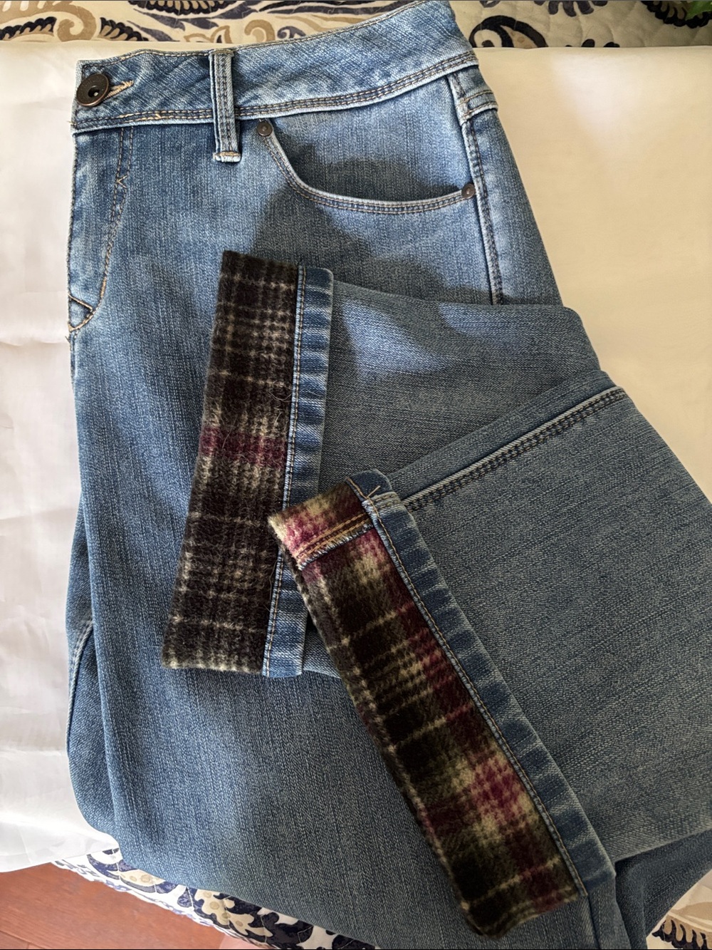 Natural Reflections Light Blue Straight-Leg Jeans with Flannel Lining